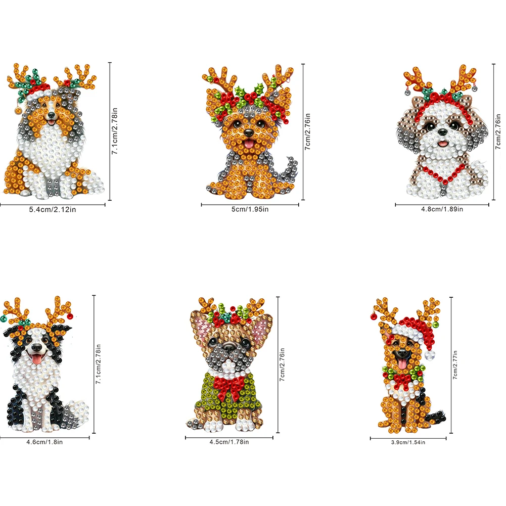 6Pcs Christmas Fridge Magnets Diamond Art Diamond Painting Kits Diamond Painting Magnets for Home Decor DIY Art Crafts