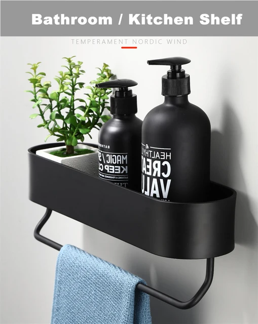 Bathroom Shelf Black Modern Style Basket For Shower Bath Bottle