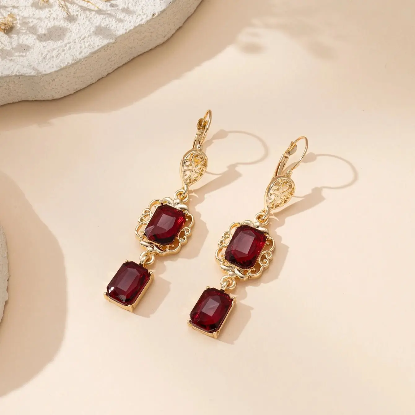 Gold Plated Square Stone Jewelry Set Arabic Design Muslim