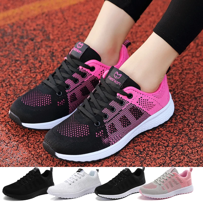Women Tennis Shoes Breathable Mesh Woman Sports Shoes Light Outdoor Jogging Walking Sneakers Lace-up Female Footwear Flats women shoes