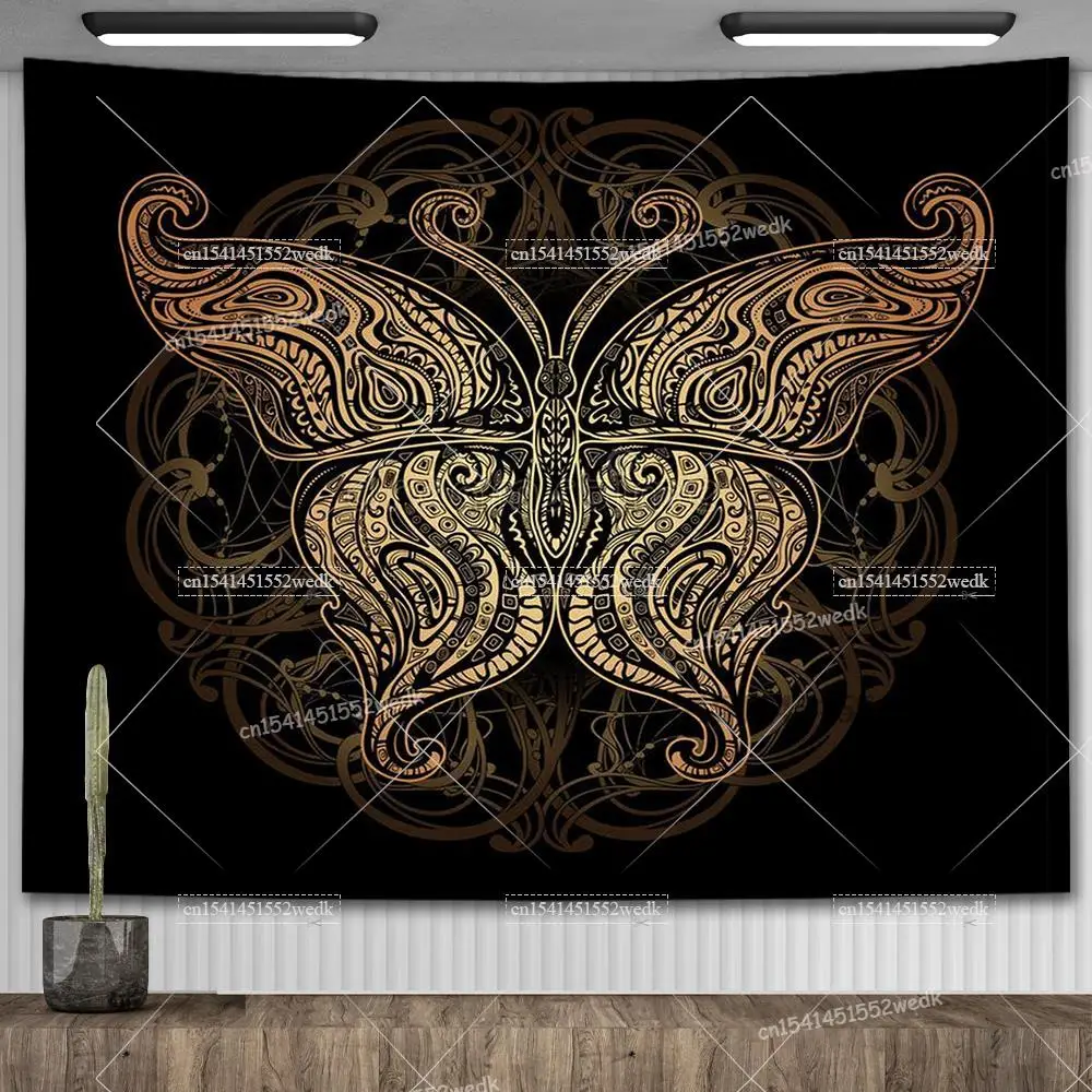 Black Gold Hamsa Hand Tapestry Hippie Bohemian Mandala Evil Eye Wall Tapestry Aesthetic Bedroom Decoration Yoga Meditation 4