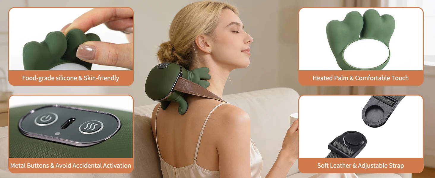 Masajeador shiatsu inalámbrico para cuello y espalda con calor_voghion.com
