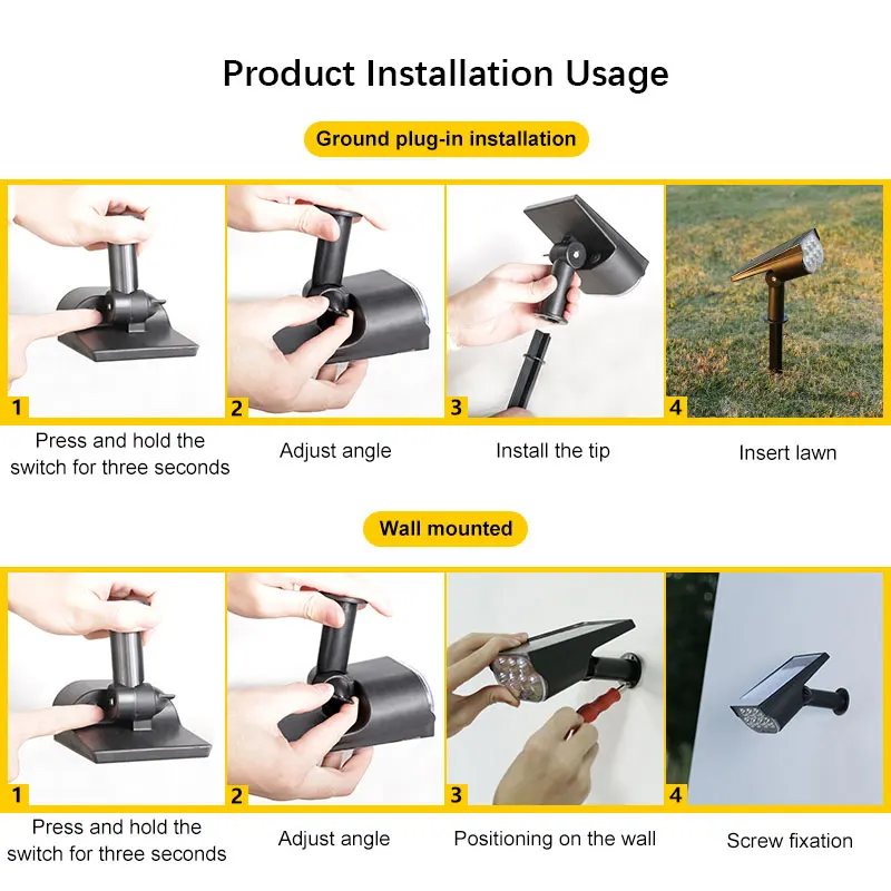 Waterproof Solar Garden Spotlights - Outdoor Color-Changing LED Lights for Patio, Walkway, and Camp Décor