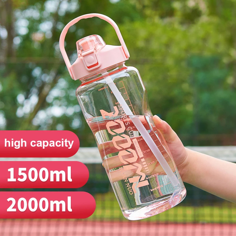 2000ml Large Capacity Plastic Straw Water Cup Sports Water Bottle High  Value Outdoor Camping Drinking Tools - AliExpress