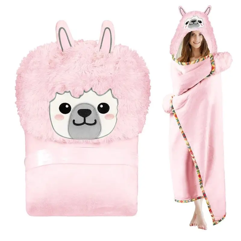 Hoodie Blanket For Women Warm Alpaca Hooded Shawl Blanket Cute And Cozy Wearable Blankets For Women Girls Home Hotel