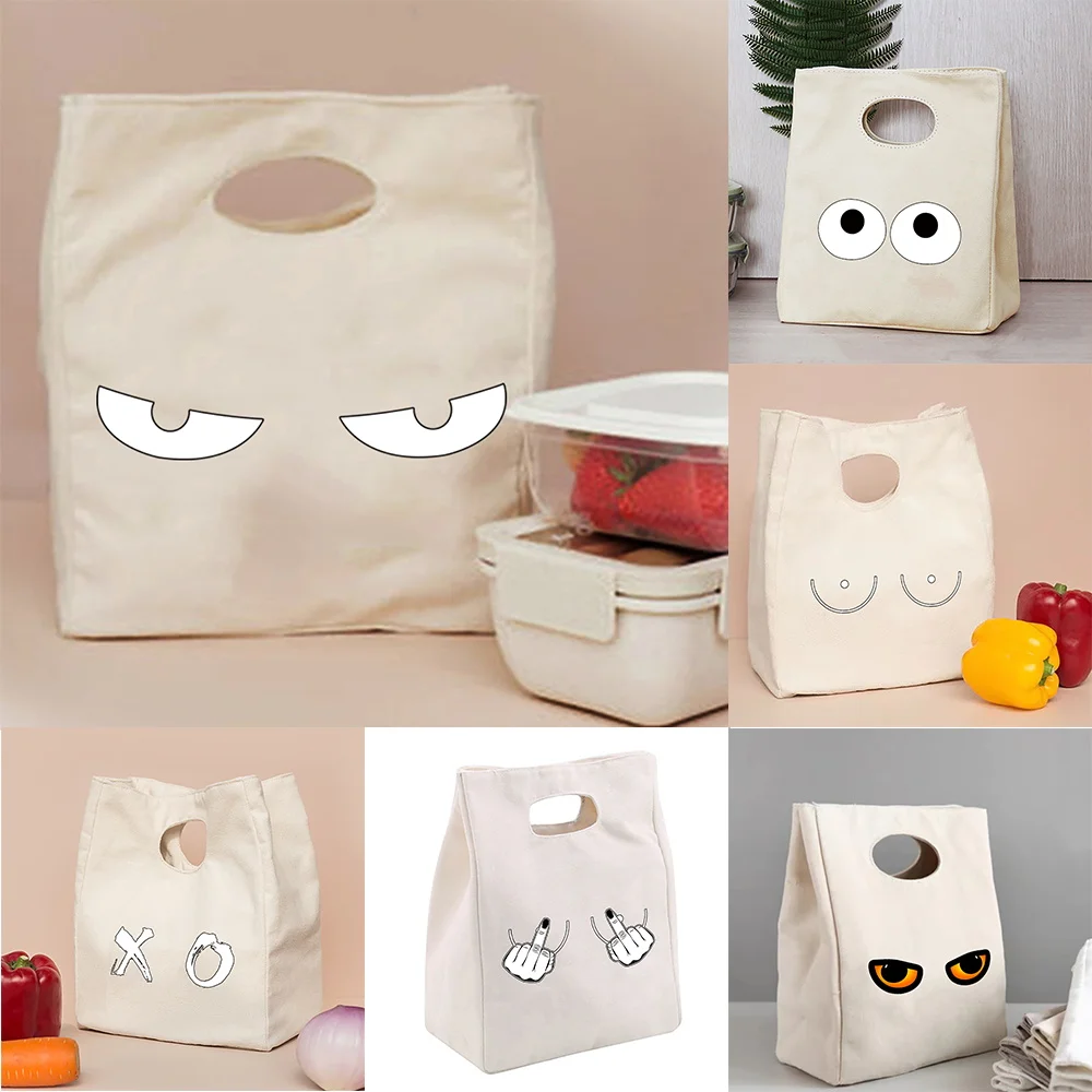 

Women's Lunch Bag Insulated Thermal Bento Pouch Diner Container Food Cooler Storage Handbag for Picnic Portable Tote Canvas Bags