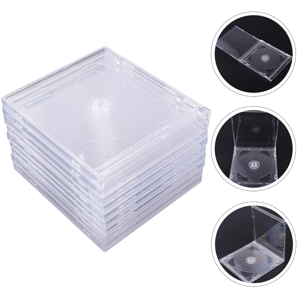 

9pcs Clear CD Jewel Cases Acrylic CD Boxes Portable DVD Cases DVD Storage Cases Transparent