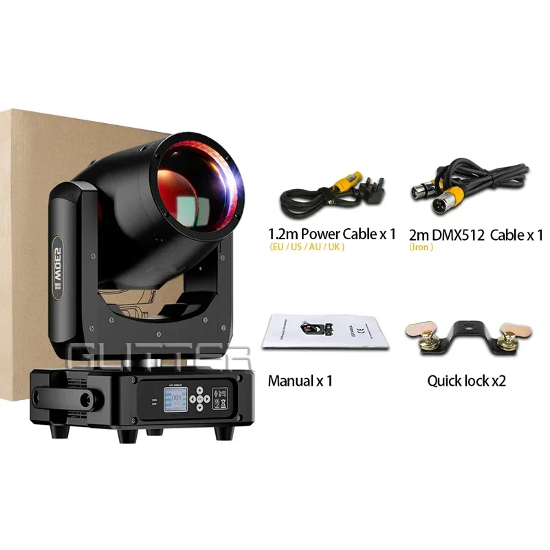 무빙 헤드 무대 조명 전구, 레인보우 무대 효과 스포트라이트, DMX512, DJ 조명, 230W, 7R