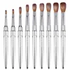 100% Pure Kolinsky Nail Brush Silver UV Gel Polish Nail Art Extension Builder Manicure Nail Pen Painting Drawing Brushes 6