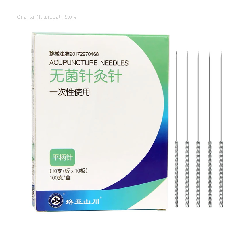 100pcs Flat Spring Handle Acupuncture Needles Medical Stainless Steel