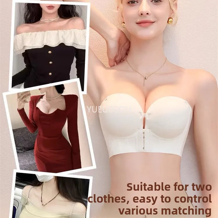 10CM Extreme Push Up Strapless Bra Front Closure Anti Slip Lift for Small Chest No Side Bulge Perky Fake Boobs AA A B Cups 5