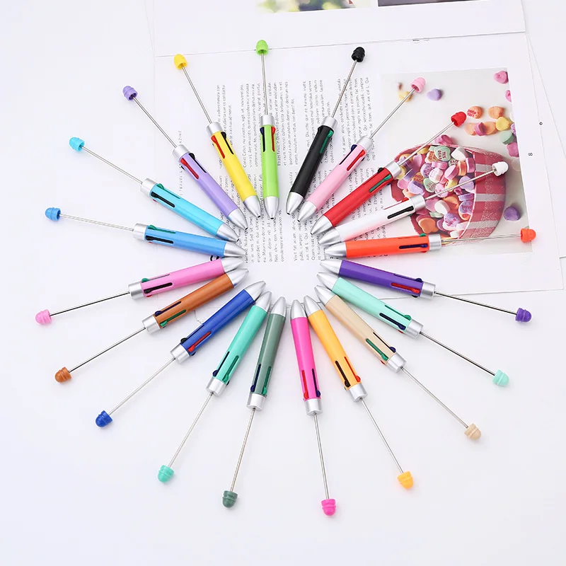 30pcs Business Four Color Refills Beaded Pen Cute Beadable Ballpoint Pens DIY Handmade Gift Colorful Gift Ball Pen for Writing