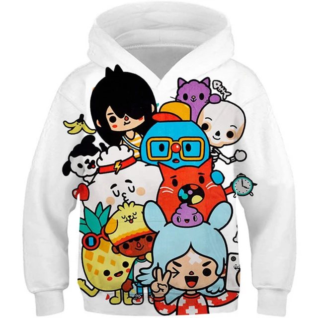 Kids Hot Game Toca Life World Cartoon Print Hoodies Girls Cute