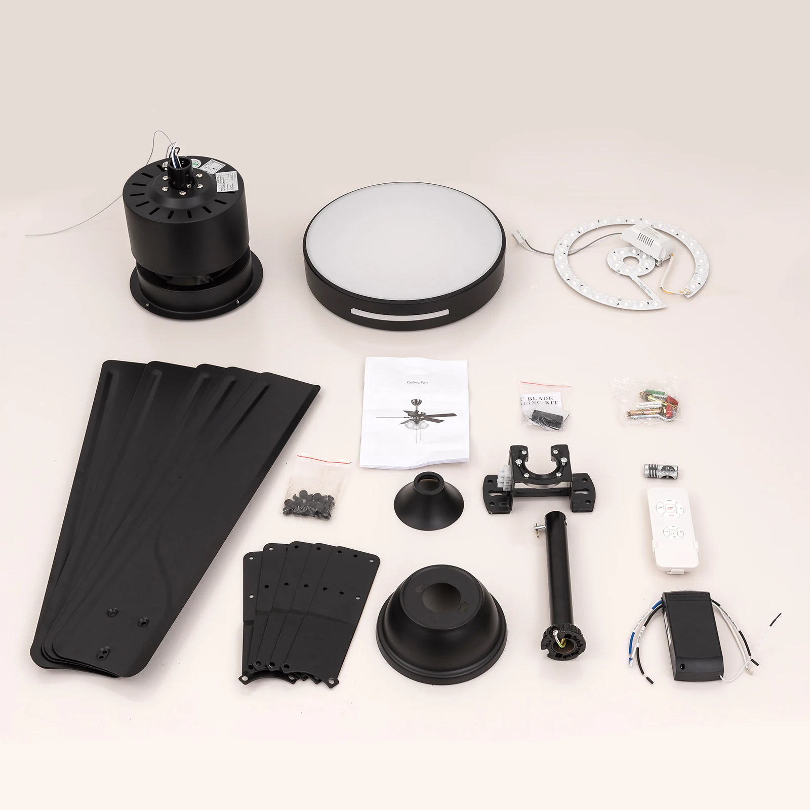 Black Iron Ceiling Fan Light with Remote Control, Warm, Neutral, White Light ,Modern Ceiling Fan for Living Room Bedroom