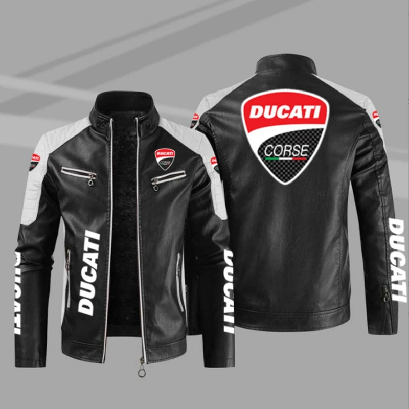

Новая женская мотоциклетная куртка с логотипом Ducati, мужские облегающие кожаные мужские куртки