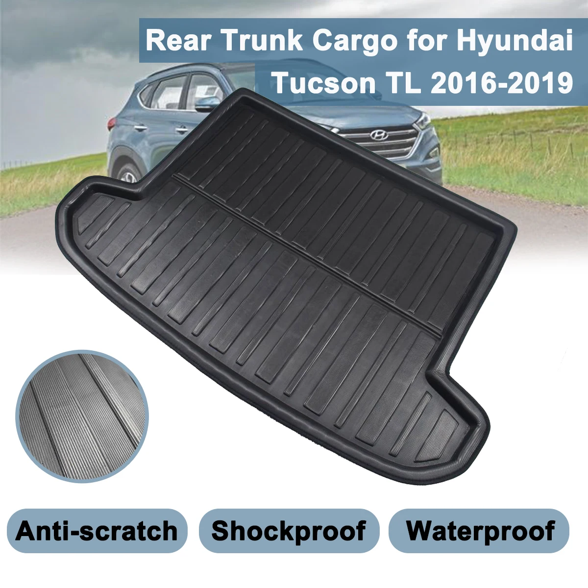 

Подкладка для багажника автомобиля для Hyundai Tucson TL 2015 2016 2017 2018 2019, чехол для багажника, матовый коврик, подкладка для багажника, напольный ковер, грязь