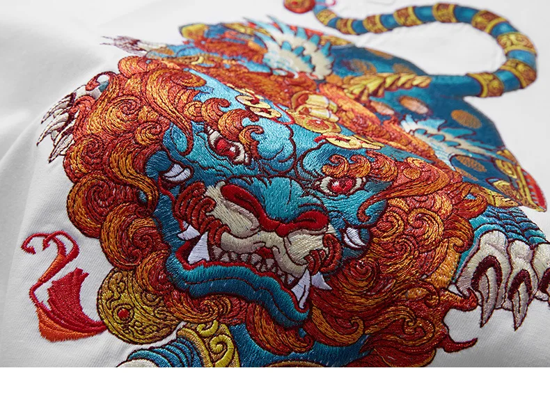 Neues besticktes Pixiu Kurzarm-T-Shirt für Herren – locker sitzendes Hip-Hop-Sommer-T-Shirt für Männer ﻿ Z1A1 – Detail 9