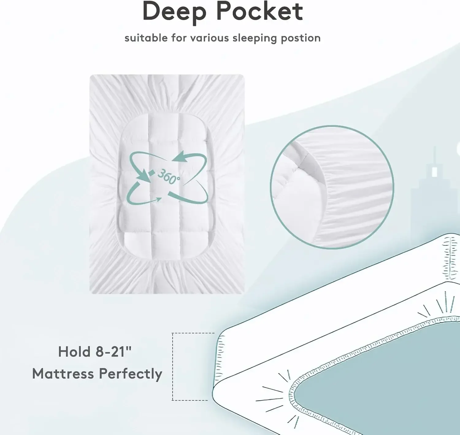 high-qualityMattress Topper ,Extra Thick Mattress Pad Cover for Back Pain,Cooling Mattress Protector with 8-21 Inch Deep Pocketm