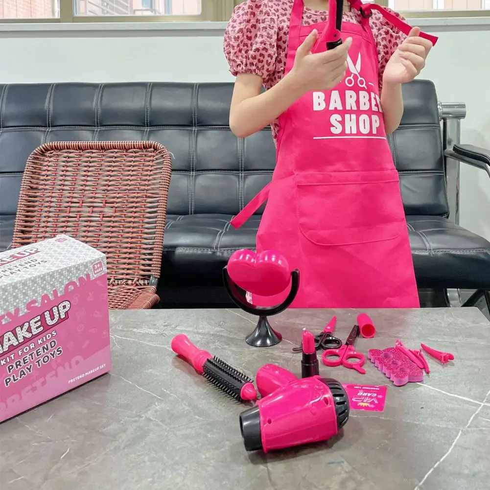 Girls Jewelry Handbag Barber Toy Girls Toys Hair Tool Toy Set for Little 15-piece Fun Play House Kit with for Pretend