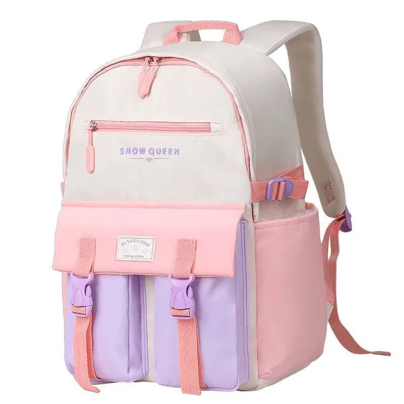 Disney Frozen Leisure Girls School Bags Snow Queen Primary Middle Student Shoulder Orthopedic Backpack Large Capacity Mochilas