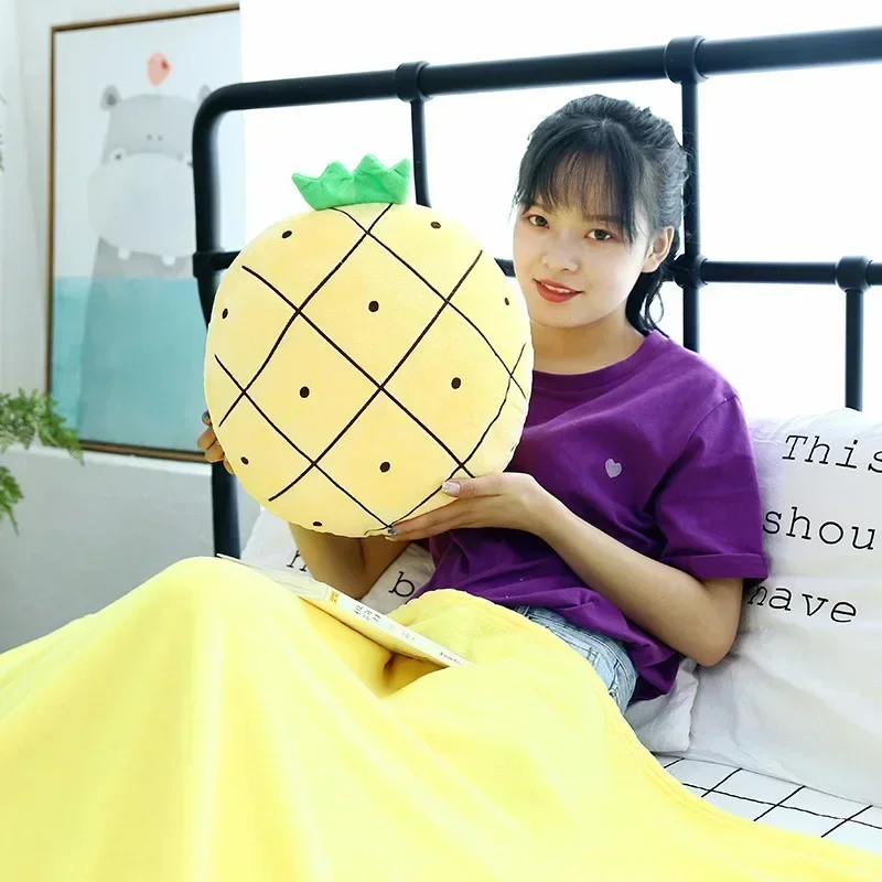 2 in 1 베개 담요 충전 과일 야채 음식 안티 스트레스 부드러운 플러시 크리 에이 티브 베개 쿠션 취미 어린이 선물 장난감