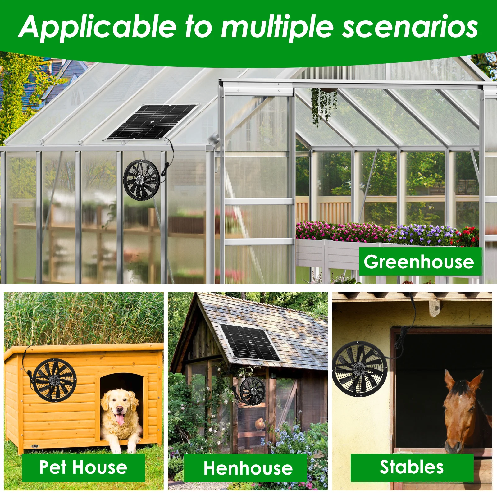 Waterproof Solar Powered Exhaust Fan Kit for Chicken Coop Greenhouse