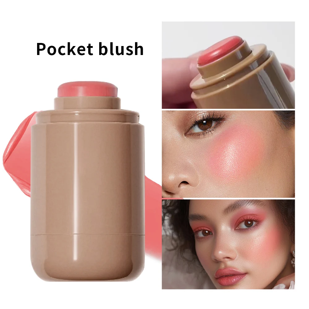 Magic Blush Stick 3-in-1 Cheek Lip Tinted Moistured Blush Stick Silky Brighten Blush Cream Blusher Cosmetics Tubes Matte Contour 2