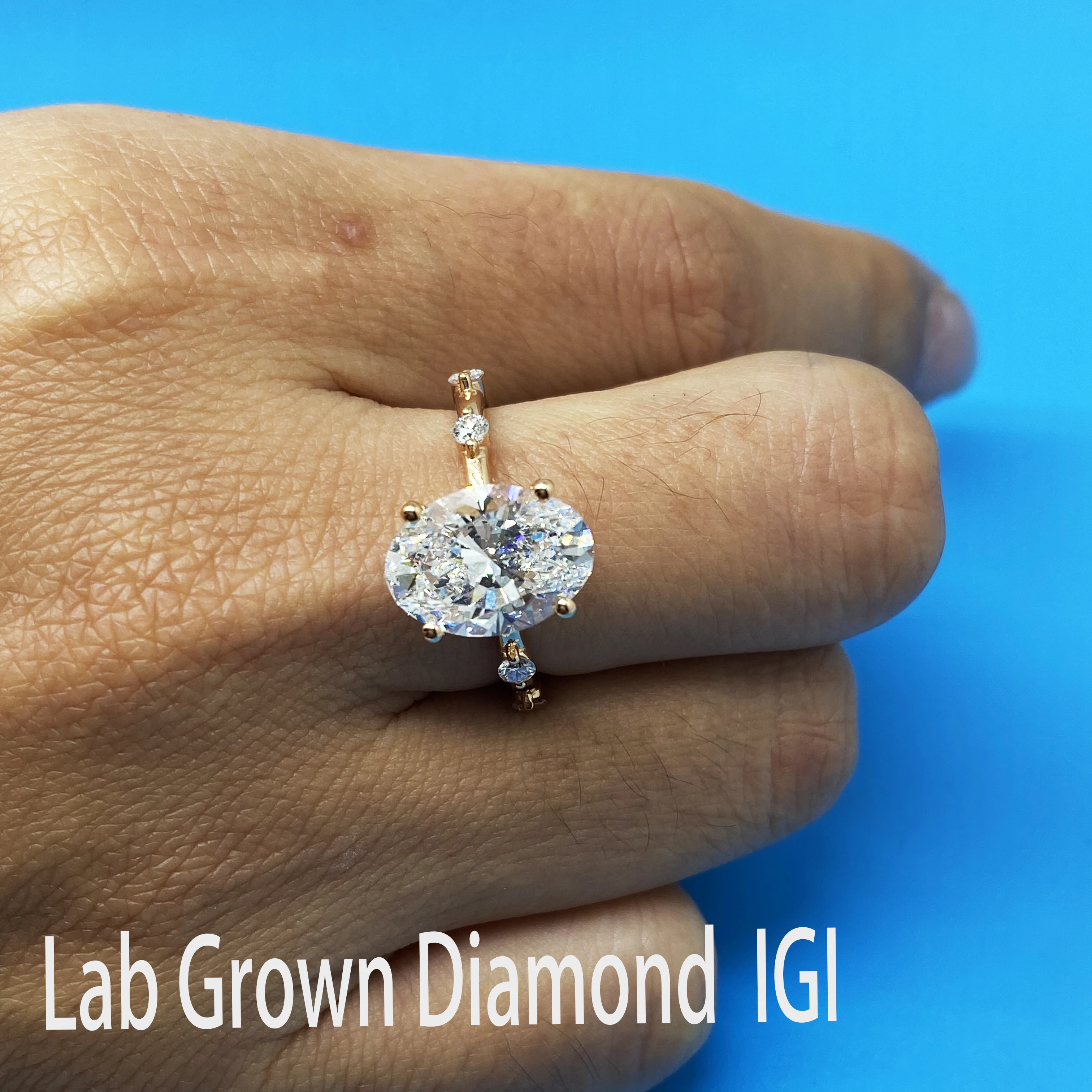 

IGI DEF VS-VvS 3CT Solitaire 14K Rose Gold Lab-Grown Oval Diamond Engagement Ring For Woman CVD HPHT Diamond