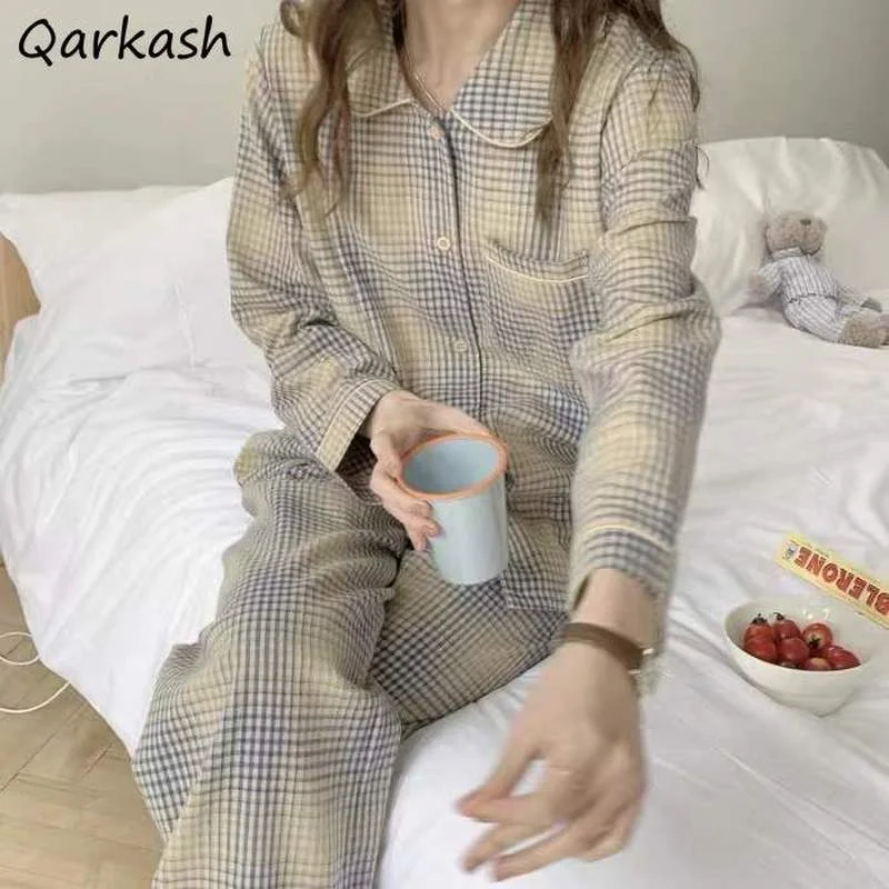

Pajama Sets Women Casual Loose Retro Couple Comfortable Homewear Basic Harajuku Daily Turn Down Collar Mujer Chic Popular Fit