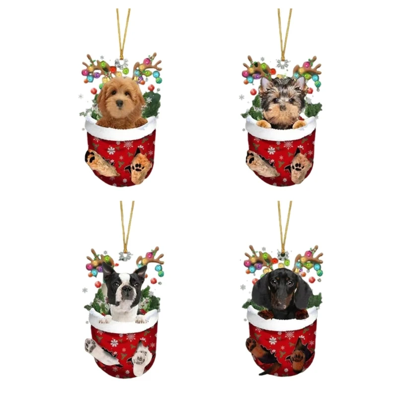 

Носки для собак с Рождеством, Рождественские чулки, рождественские елочные подвески, украшения для дома, Рождественский Новый с