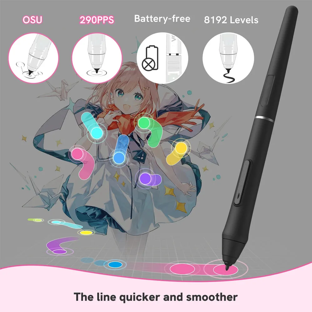 VK430 4x3 인치 드로잉 태블릿 배터리 프리 펜 8192 레벨 290RPS 4 핫키 USB-C OSU Windows Mac 안드로이드 Chromebook용