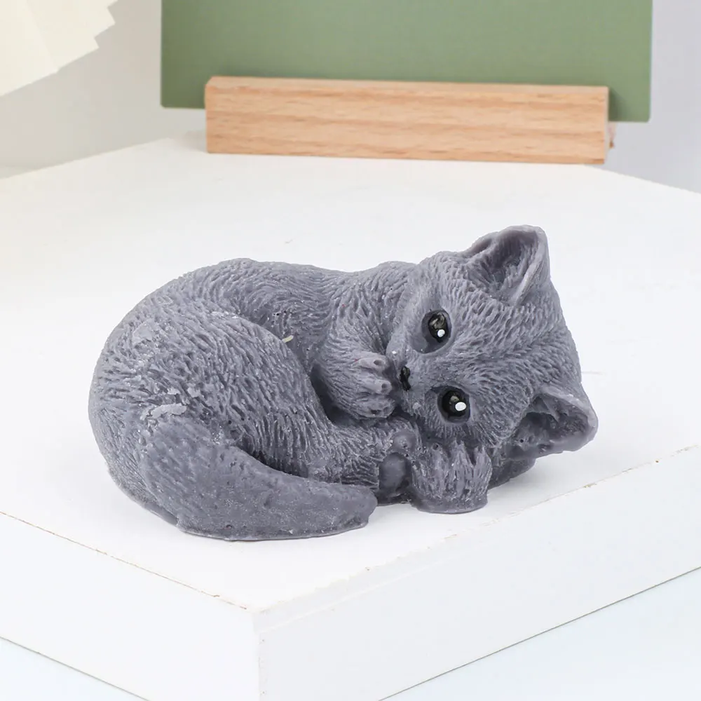 For Fun DIY Sleeping Fox Silicone Mold Pet Cat and Dog Candles Mould Epoxy Resin Gypsum Soap Fondant Molds Gift Craft Making