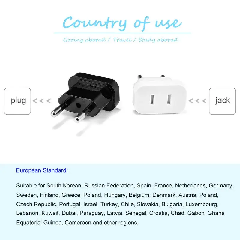 1/20pcs US to EU Plug Adapter Converter Electrical Sockets Travel Adapter Charger Outlet Wall Socket Plug Adapter Electrical Socket Power Socket Extension Sockets