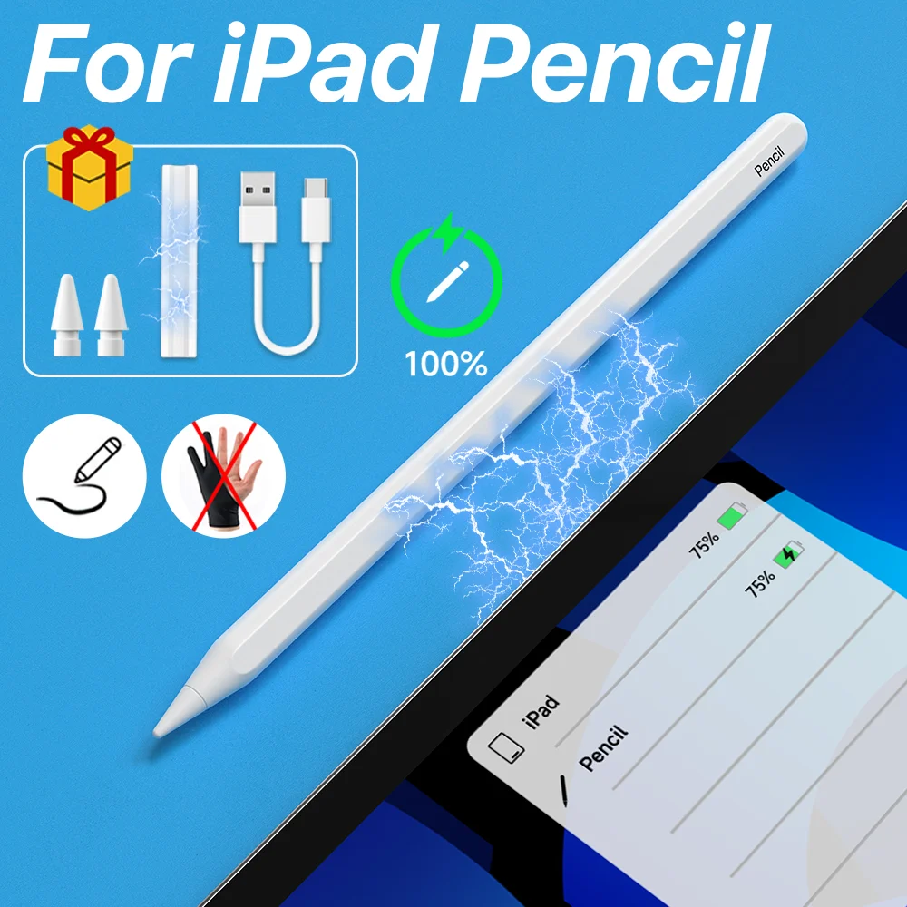 Caneta de Carregamento sem Fio para Ipad Apple Pencil Rejeição de Palma Inclinação Caneta Bluetooth Acessórios Ipad 20232023