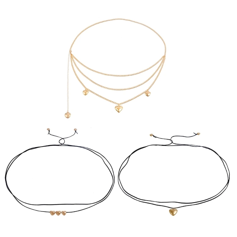

Girls Heart Pendant Waist Belt for Banquet Idol Costume Waist Body Jewelry
