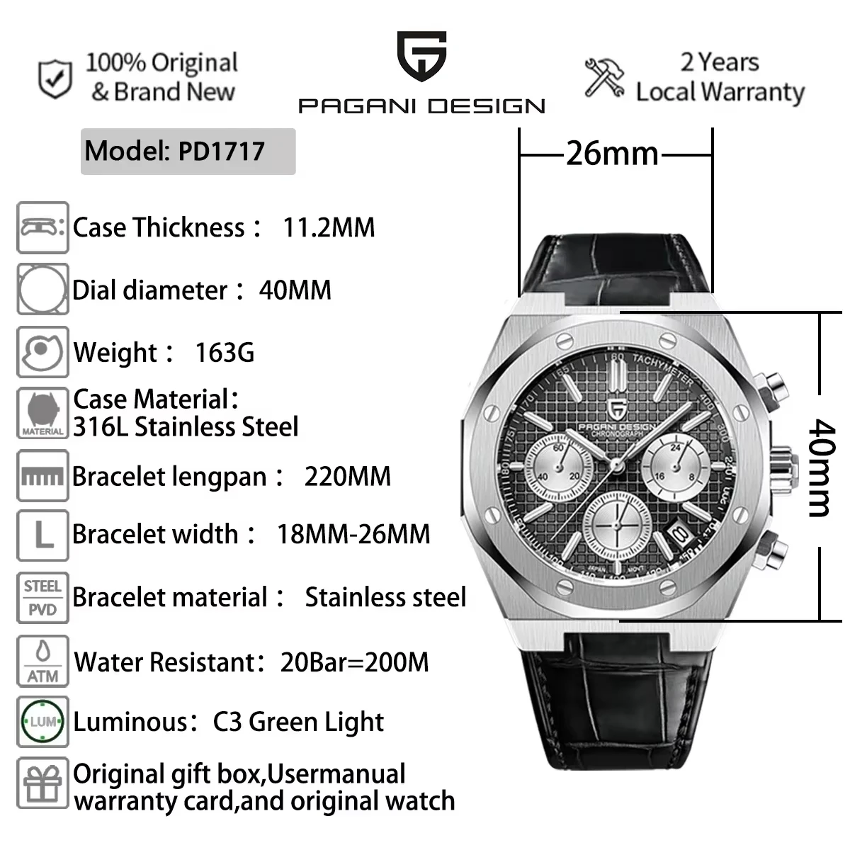 2025 Pagani Design 40mm Vk63 Men's Quartz Wristwatchs Luxury Sapphire Stainless Steel Waterproof 20bar Luminous C3 Reloj Hombre, Alina Gadgets