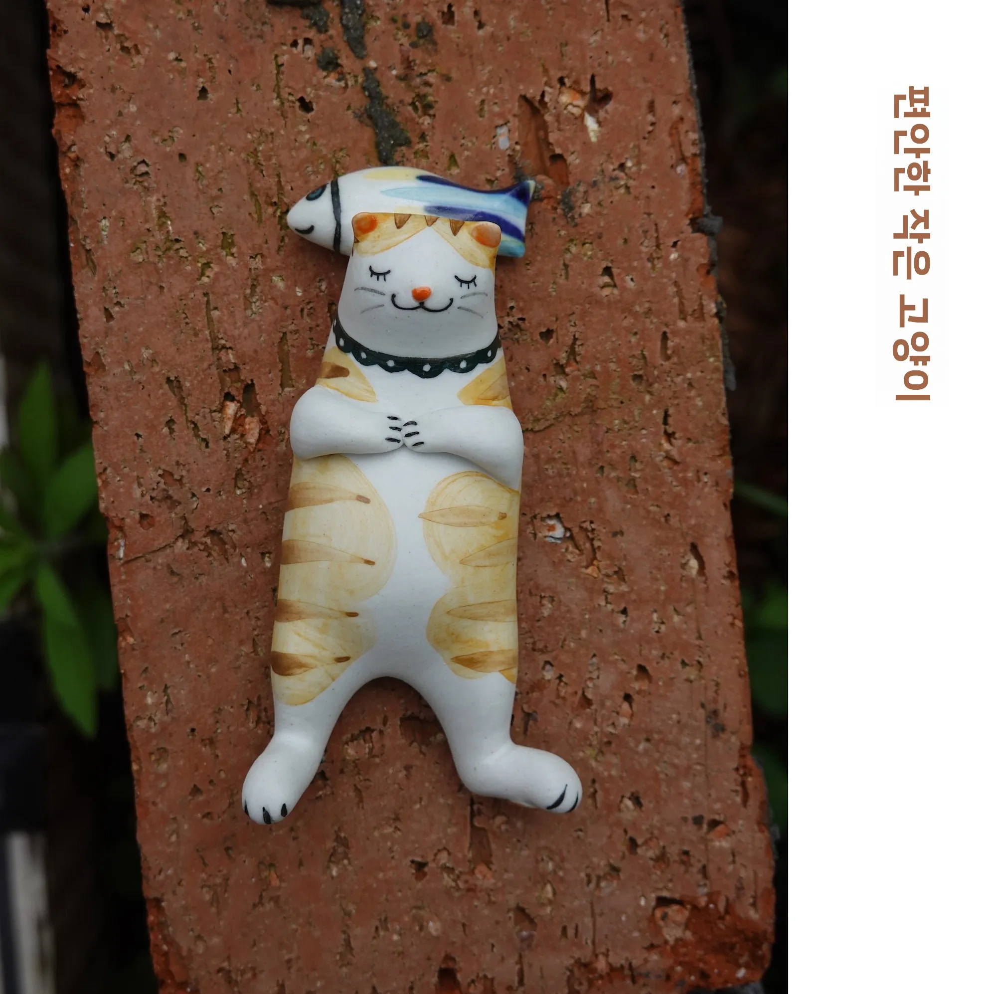 수제 세라믹 잠자는 고양이 피규어, 물고기 모양 베개, 차 장 애완동물 장식, 다양한 스타일, 부드럽고 귀여운 힐링 시리즈 세라믹