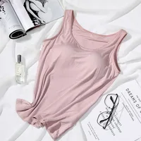Women's Vest Tops With Built In Bra Neck Vest Padded Slim Fit Tank Tops Sexy Shirts Feminino Casual Underlay shirt slimming - Image 2
