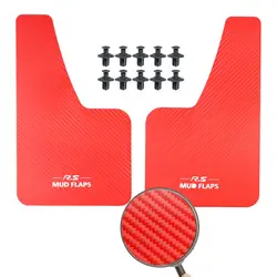 Universal Black and Red Carbon Fiber Effect Splash Guards - Molded Mud Flaps and Fender Covers for Front and Rear Styling (2pcs Red)
