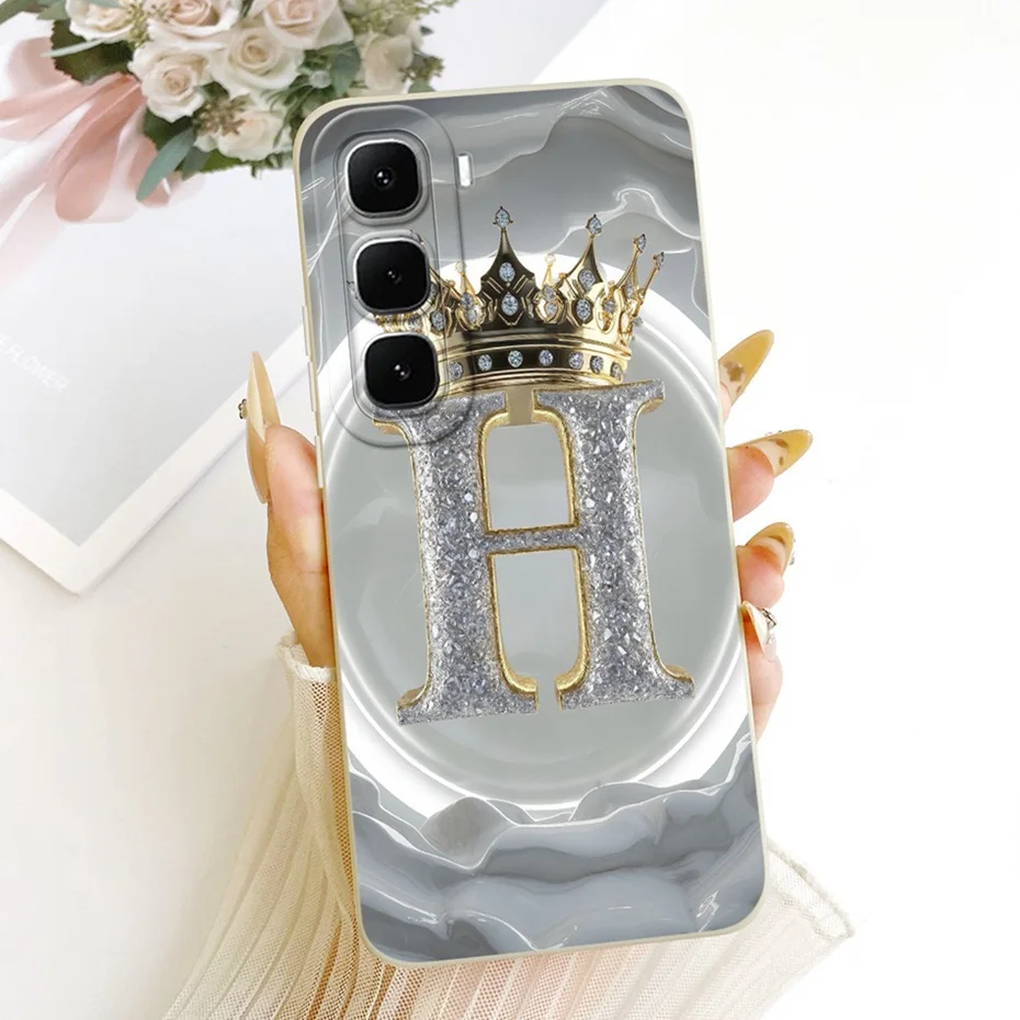 Stylish Initial Letter Shockproof Soft Silicone Phone Case