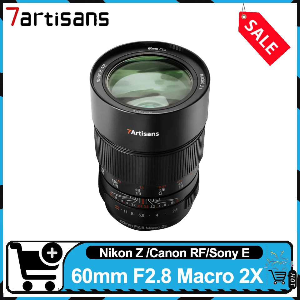 7artisans 60mm F2.8 풀프레임 매크로 2배 수동 초점 단렌즈 X 배율 매..