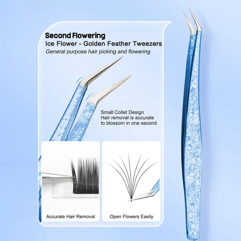 2023 Eyelash Tweezers Ice Flower Anti-static 3D Accurate Professional Eyebrows Lash Extension Supplies Makeup Tools 100% Closure 3