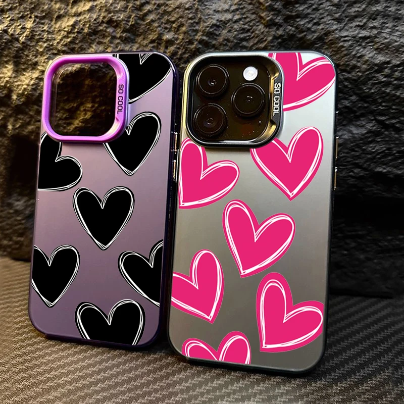 Luxury Love Heart Matte Shockproof Phone Case - Stylish Back Cover