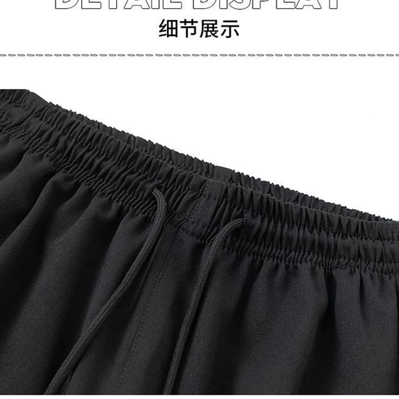 Summer New Fashion Elastic Waist Drawstring Straight Pants Man High Street Loose Pockets Patchwork Thin Ice Silk Fabric Shorts