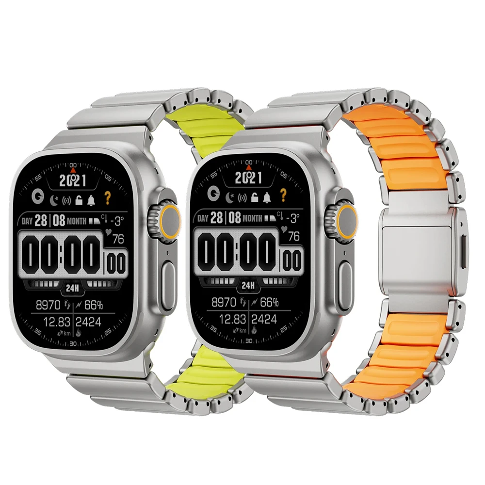 Elegant Titanium Magnetic Band with Silicone Strap