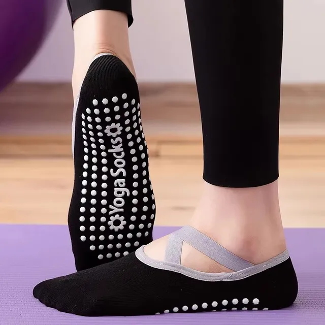 Breathable Towel Bottom Yoga Socks Women Silicone Non-Slip Bandage Pilates Sock Ladies Ballet Dance Fitness Workout Cotton Socks 5