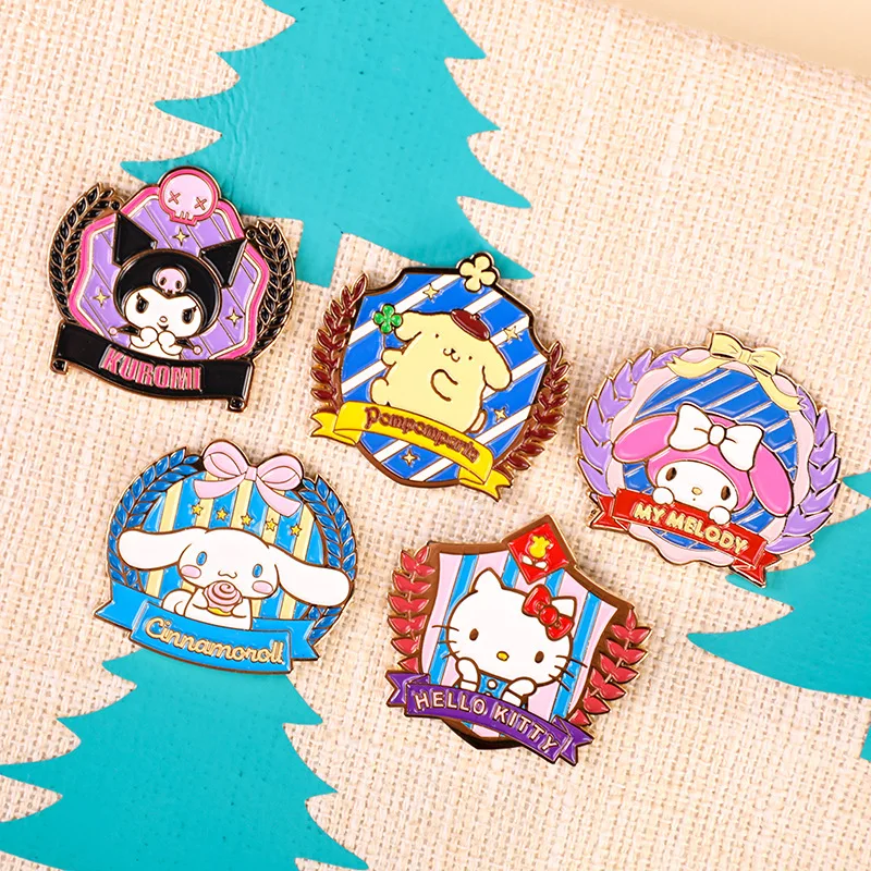 

Anime Sanrio Cute Badge Brooch Hello Kittys Kuromi Accessories Kawaii Cartoon Clothing Bag Pendant Metal Pin Toys for Girls Gift