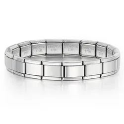 Starry Colors Italian Charm Stainless Steel Bracelet Set - 18 Pieces Wholesale Jewelry (Steel color)