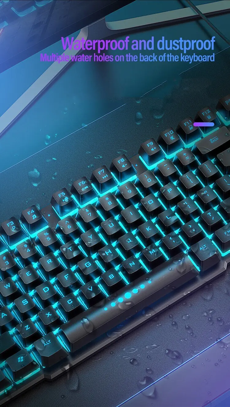 Computer Keyboard Waterproof Portable Gaming Keyboard Backlit Ergonomics Colorful
