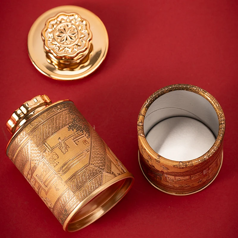 Mini Empty Tea Tin Can Household Green Black Tea Sealed Jar Portable Travel Small Packaging Box Paper Storage Can